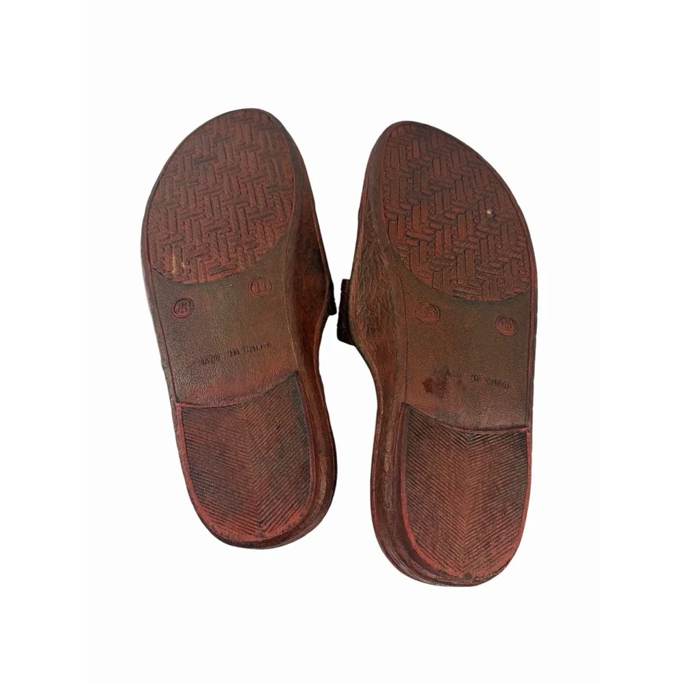 Brown Plastic Slides Women's 11